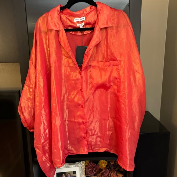 NWT ASOS CURVE Native Youth Oversized Iridescent Orange Shirt 16 - Picture 5 of 6